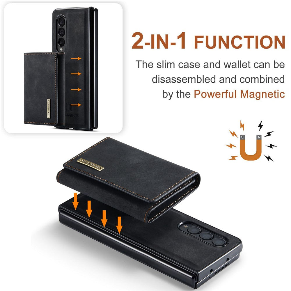 DG.MING M1 Series Phone Case for Samsung Galaxy Z Fold3 5G Detachable 2-in-1 Wallet Phone Case Anti-Drop Cell Phone Case