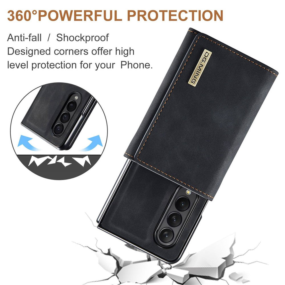 DG.MING M1 Series Phone Case for Samsung Galaxy Z Fold3 5G Detachable 2-in-1 Wallet Phone Case Anti-Drop Cell Phone Case