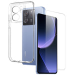 NORTHJO For Xiaomi 13T / 13T Pro Clear Case Soft TPU Phone Cover with 3D Curved Tempered Glass Film