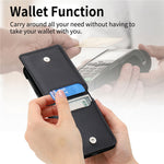 Samsung Galaxy Z Flip7 FE 5G / Z Flip6 5G-mobilcover med kortholder, støttefod, PU+PC-beskyttelse og fingerring