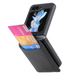 Samsung Galaxy Z Flip7 FE 5G / Z Flip6 5G-mobilcover med kortholder, støttefod, PU+PC-beskyttelse og fingerring