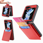 Samsung Galaxy Z Flip7 FE 5G / Z Flip6 5G-mobilcover med kortholder, støttefod, PU+PC-beskyttelse og fingerring