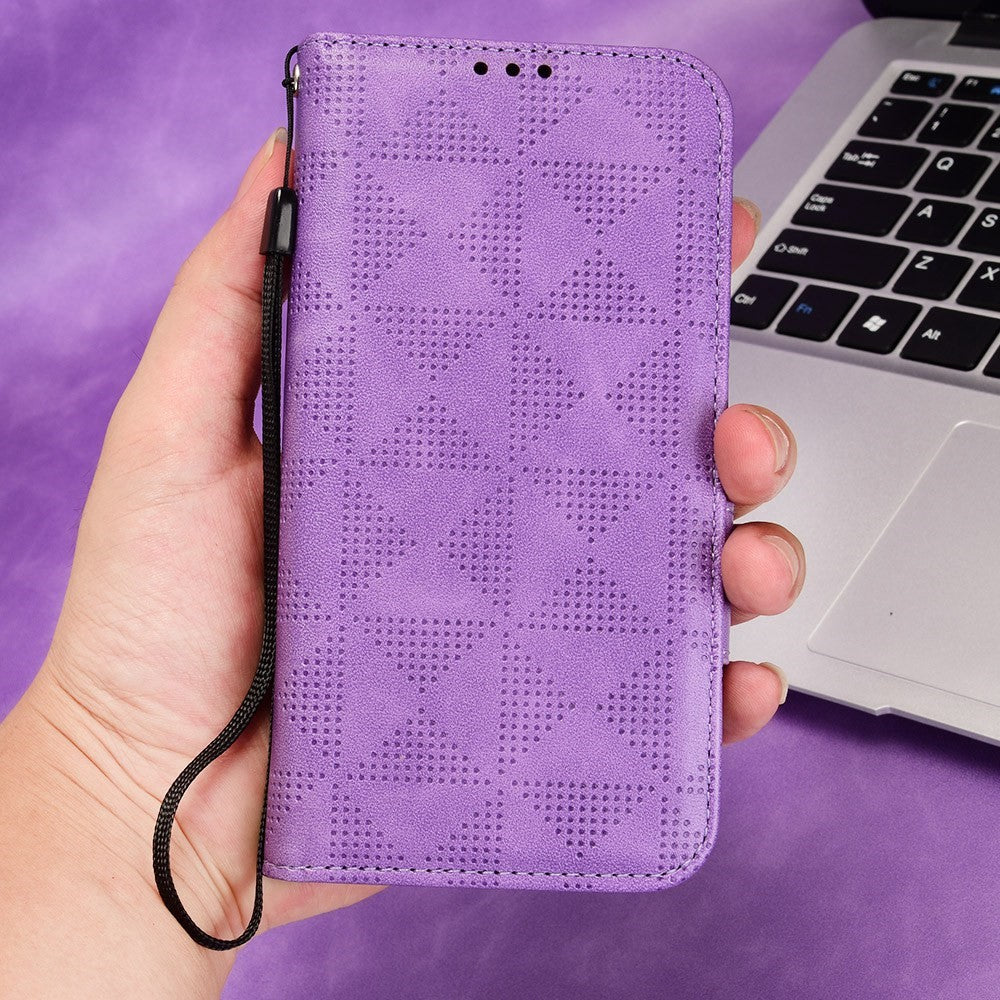Til Honor X9 5G / X30 5G / Magic4 Lite 5G Præget Trekantmønster PU Læder Magnetisk Flip Cover Stativ Håndrem Pung Etui