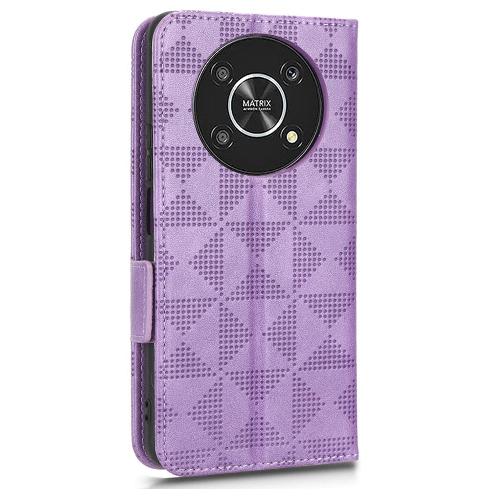 Til Honor X9 5G / X30 5G / Magic4 Lite 5G Præget Trekantmønster PU Læder Magnetisk Flip Cover Stativ Håndrem Pung Etui