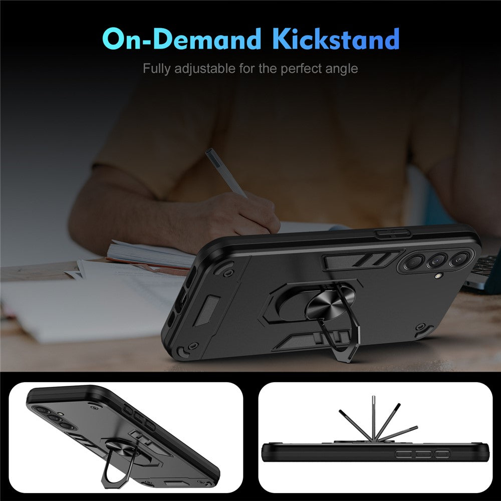 For Samsung Galaxy M55 5G Case PC+TPU Phone Cover with Rotation Ring Grip