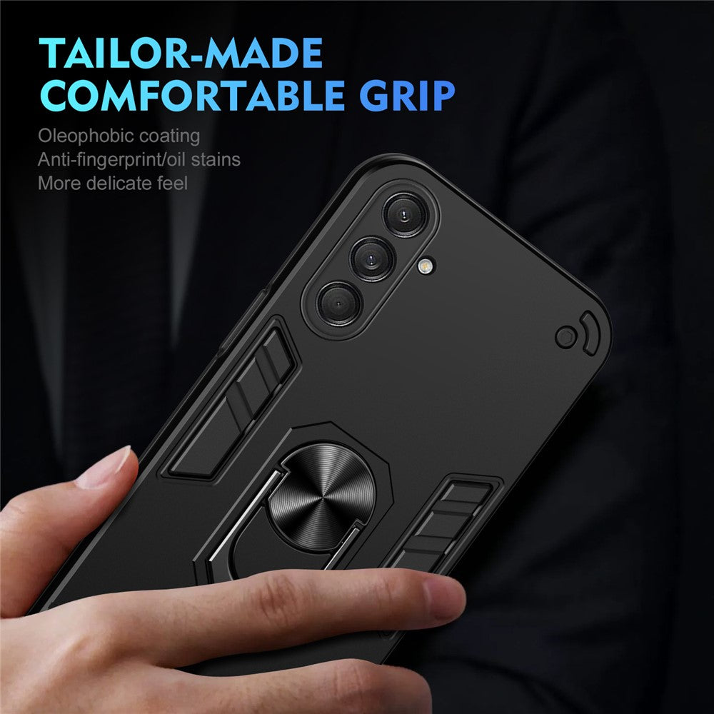 For Samsung Galaxy M55 5G Case PC+TPU Phone Cover with Rotation Ring Grip