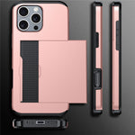 For iPhone 16 Pro Case Hidden Card Holder TPU + PC Phone Cover