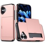For iPhone 16 Case Dual Layer TPU + PC Phone Cover with Sliding Card Slot