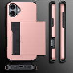 For iPhone 16 Case Dual Layer TPU + PC Phone Cover with Sliding Card Slot