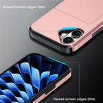 For iPhone 16 Case Dual Layer TPU + PC Phone Cover with Sliding Card Slot