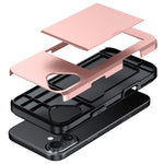 For iPhone 16 Case Dual Layer TPU + PC Phone Cover with Sliding Card Slot