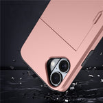 For iPhone 16 Case Dual Layer TPU + PC Phone Cover with Sliding Card Slot