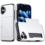 For iPhone 16 Case Dual Layer TPU + PC Phone Cover with Sliding Card Slot
