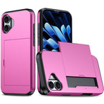 For iPhone 16 Case Dual Layer TPU + PC Phone Cover with Sliding Card Slot