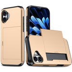 For iPhone 16 Case Dual Layer TPU + PC Phone Cover with Sliding Card Slot
