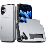 For iPhone 16 Case Dual Layer TPU + PC Phone Cover with Sliding Card Slot