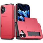 For iPhone 16 Case Dual Layer TPU + PC Phone Cover with Sliding Card Slot