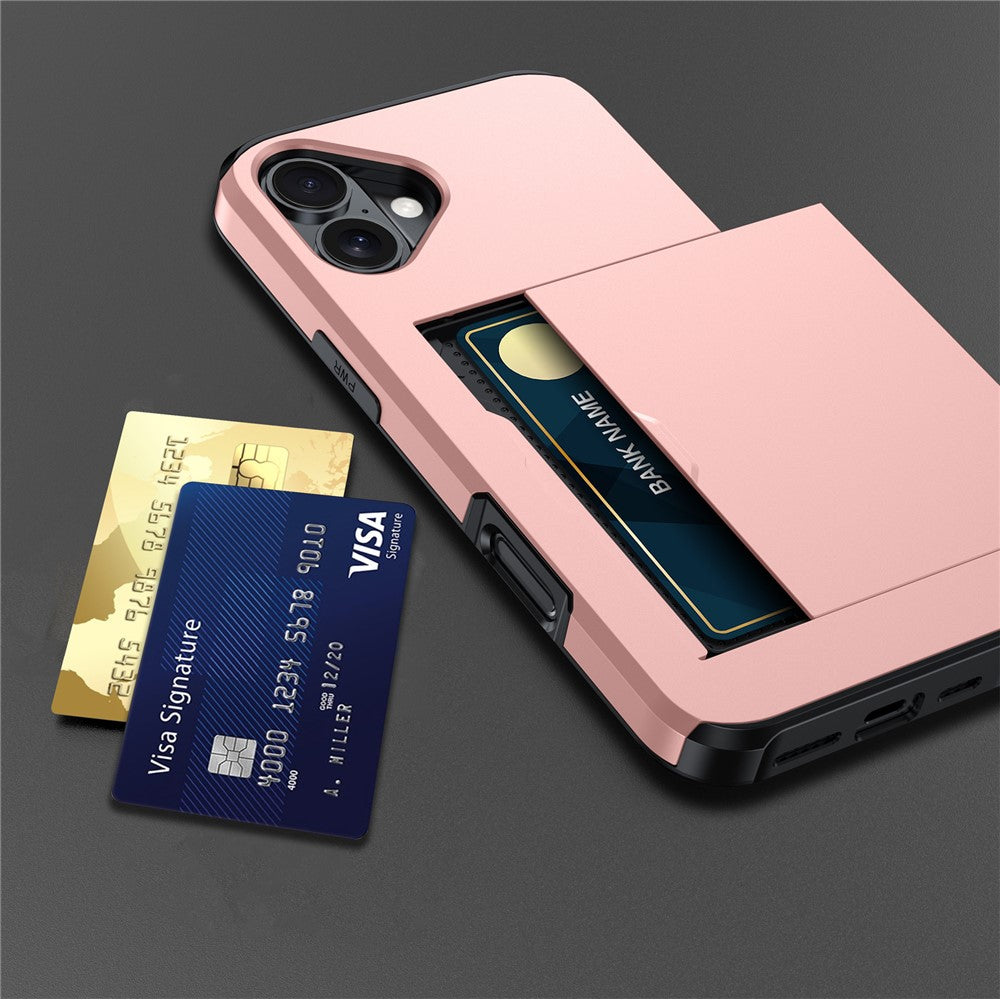 Til iPhone 16 Plus Cover med Kortholder TPU + PC Telefoncover Dobbeltlags Stødsikkert