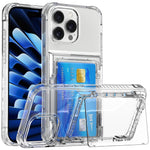 For iPhone 16 Pro Max Clear Case PC+TPU Phone Cover Card Holder Kickstand