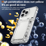 For iPhone 16 Pro Max Clear Case PC+TPU Phone Cover Card Holder Kickstand