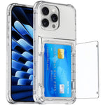 For iPhone 16 Pro Max Clear Case PC+TPU Phone Cover Card Holder Kickstand