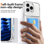 For iPhone 16 Pro Max Clear Case PC+TPU Phone Cover Card Holder Kickstand