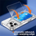 For iPhone 16 Pro Max Clear Case PC+TPU Phone Cover Card Holder Kickstand