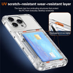 For iPhone 16 Pro Max Clear Case PC+TPU Phone Cover Card Holder Kickstand