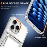 For iPhone 16 Pro Max Clear Case PC+TPU Phone Cover Card Holder Kickstand