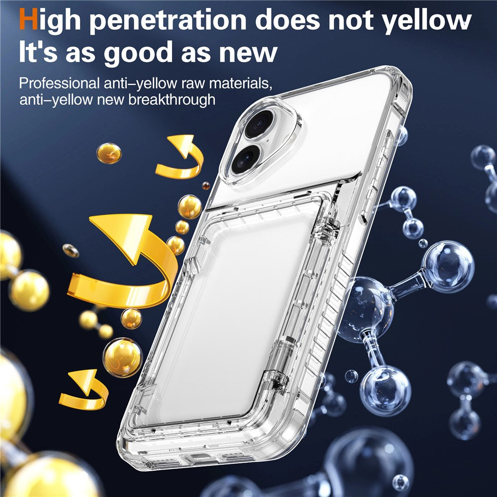 For iPhone 16 Case PC+TPU Phone Cover with Flip Kickstand Card Holder