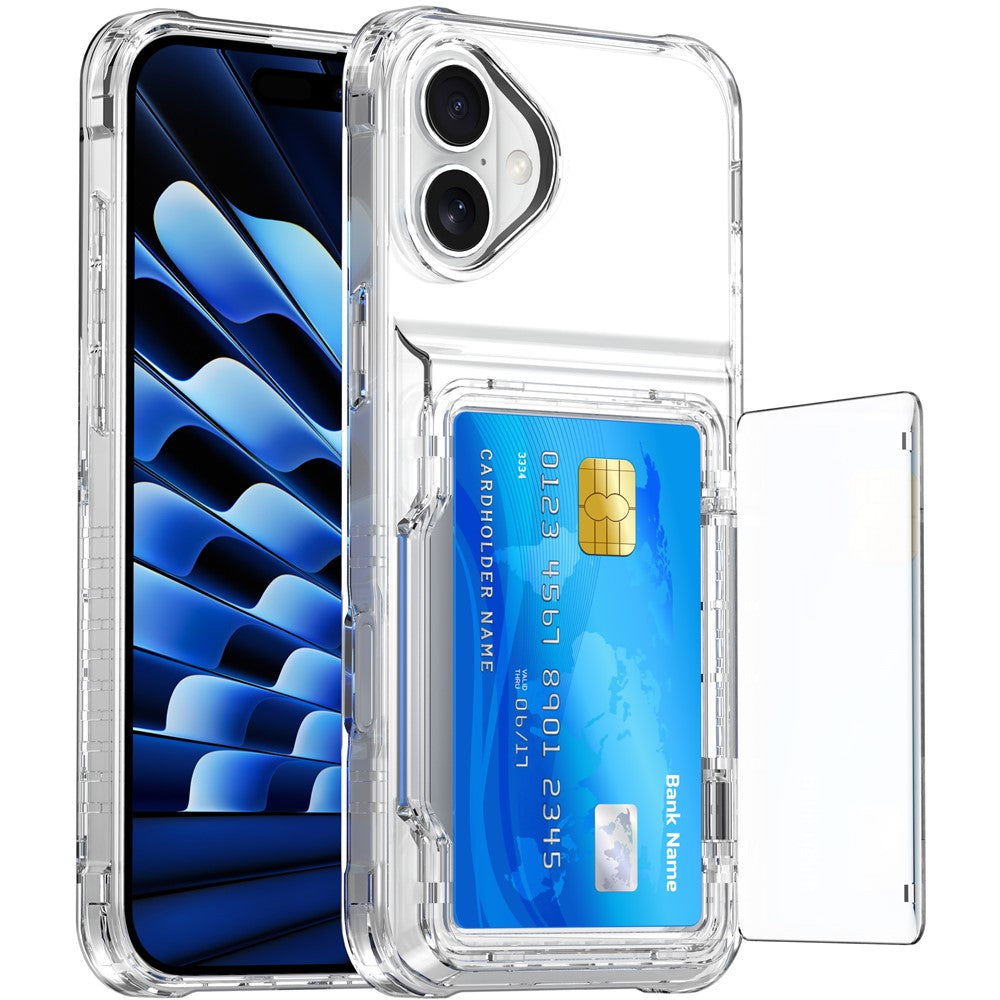 For iPhone 16 Case PC+TPU Phone Cover with Flip Kickstand Card Holder