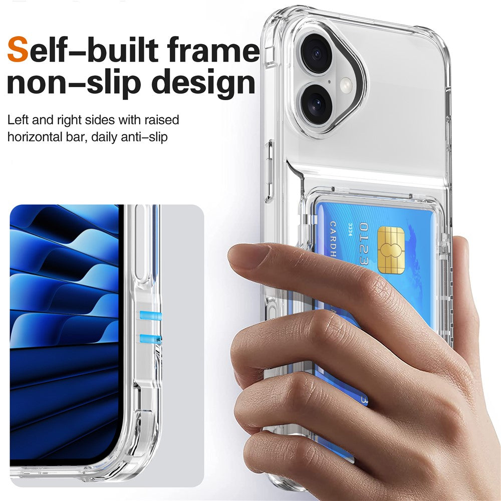 For iPhone 16 Case PC+TPU Phone Cover with Flip Kickstand Card Holder