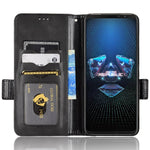 Til Asus ROG Phone 5 Fuld beskyttelse Trekantmønster Imprægneret stativ PU-lædercover Flip Wallet Etui med rem