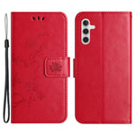 For Samsung Galaxy S24 FE Case Leather Phone Cover Butterfly Flower Pattern