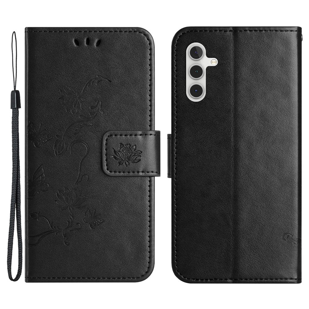 For Samsung Galaxy S24 FE Case Leather Phone Cover Butterfly Flower Pattern