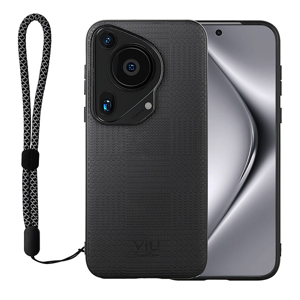 VILI TH Series for Huawei Pura 70 Ultra Case with Hand Strap Leather Coated PC+TPU Cover