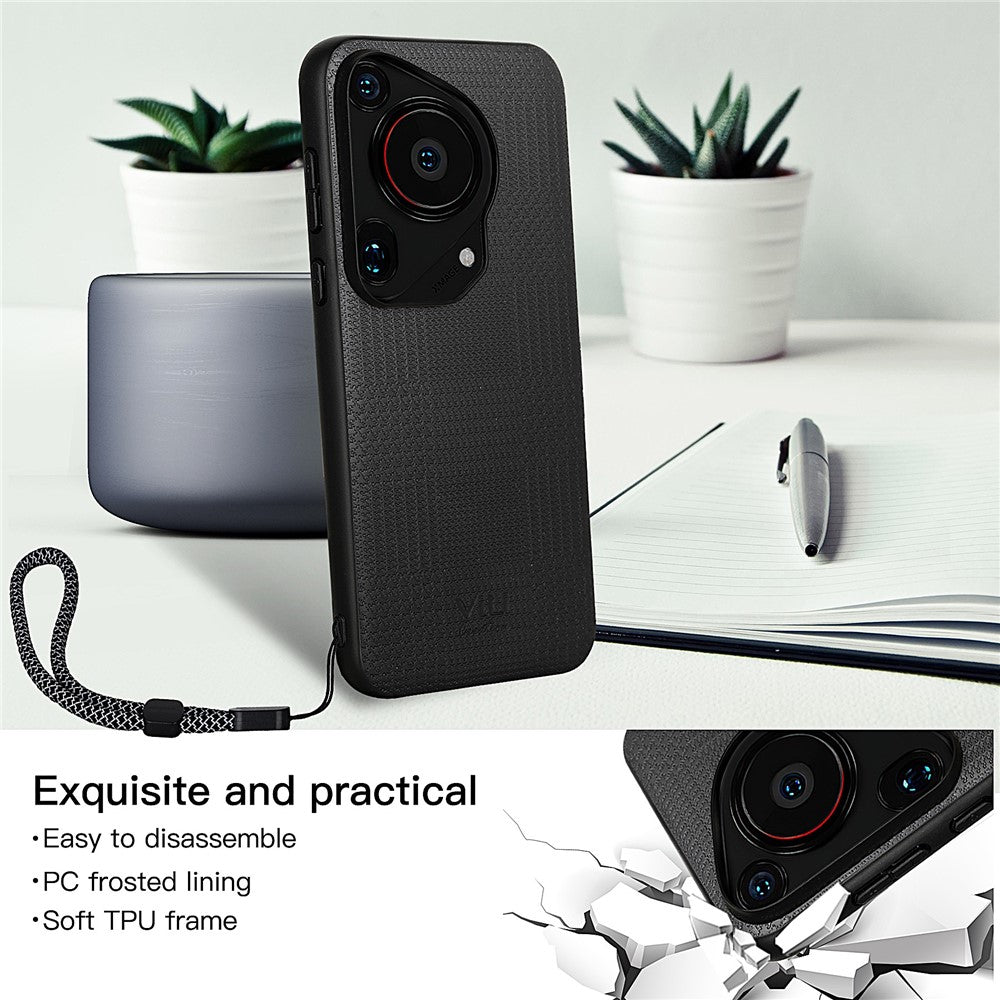 VILI TH Series for Huawei Pura 70 Ultra Case with Hand Strap Leather Coated PC+TPU Cover
