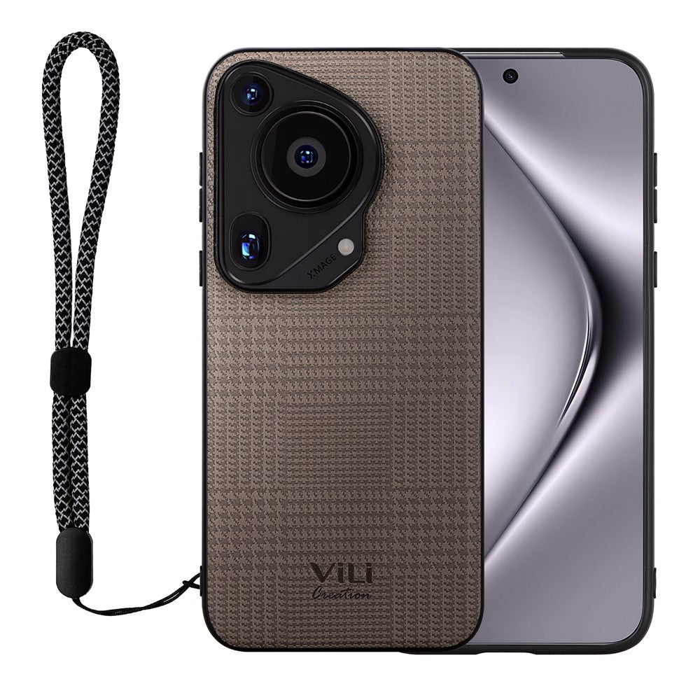 VILI TH Series for Huawei Pura 70 Ultra Case with Hand Strap Leather Coated PC+TPU Cover