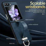 SULADA Fashion Series for Samsung Galaxy Z Flip7 FE 5G / Z Flip6 5G Case Wristband Kickstand Leather+PC Phone Cover