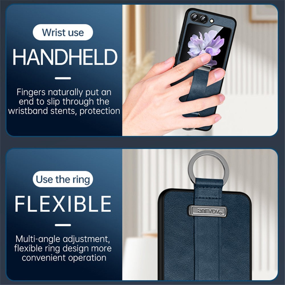 SULADA Fashion Series for Samsung Galaxy Z Flip7 FE 5G / Z Flip6 5G Case Wristband Kickstand Leather+PC Phone Cover