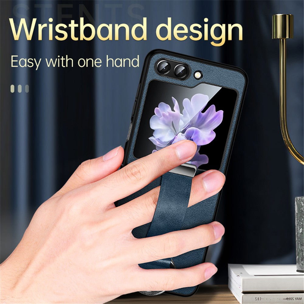 SULADA Fashion Series for Samsung Galaxy Z Flip7 FE 5G / Z Flip6 5G Case Wristband Kickstand Leather+PC Phone Cover