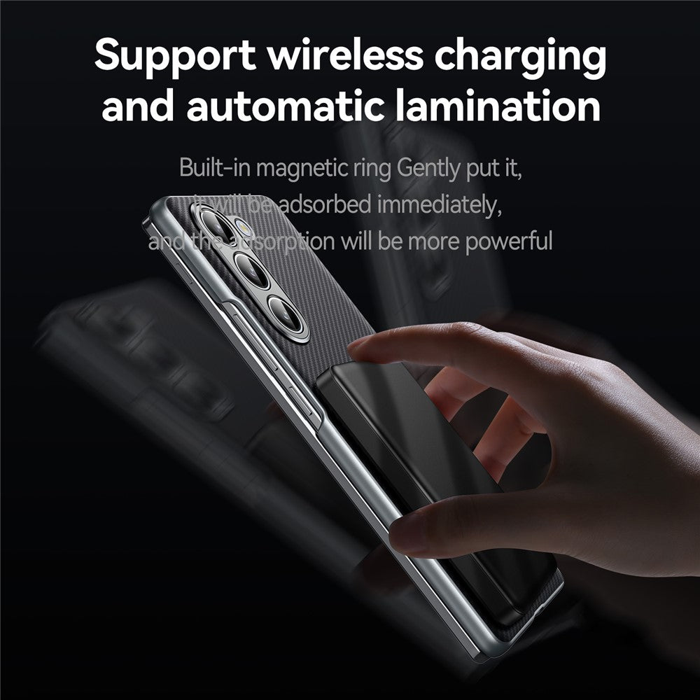 SULADA For Samsung Galaxy Z Fold5 5G Magnetic Case Leather+PC Phone Cover Automatic Rebound Hinge