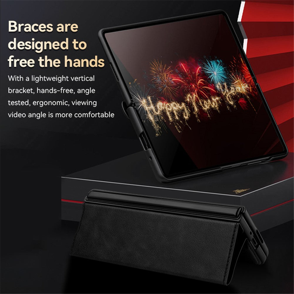 SULADA For Samsung Galaxy Z Fold6 5G Case PU Leather+PC Anti-Drop Stand Phone Case