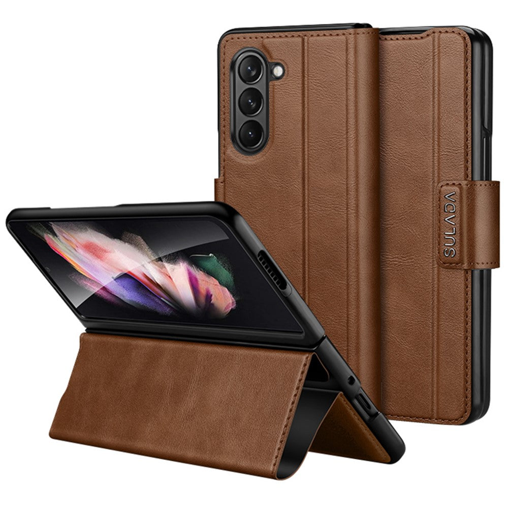 SULADA For Samsung Galaxy Z Fold6 5G Case PU Leather+PC Anti-Drop Stand Phone Case
