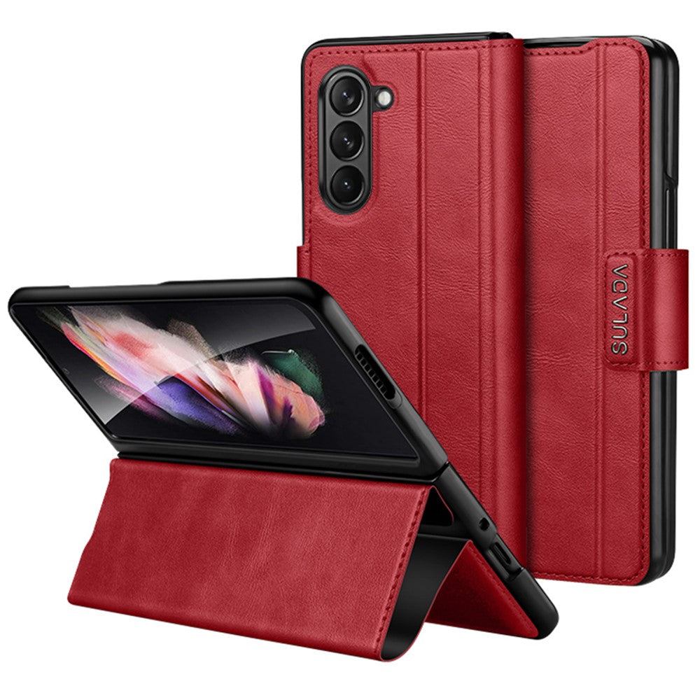 SULADA For Samsung Galaxy Z Fold6 5G Case PU Leather+PC Anti-Drop Stand Phone Case