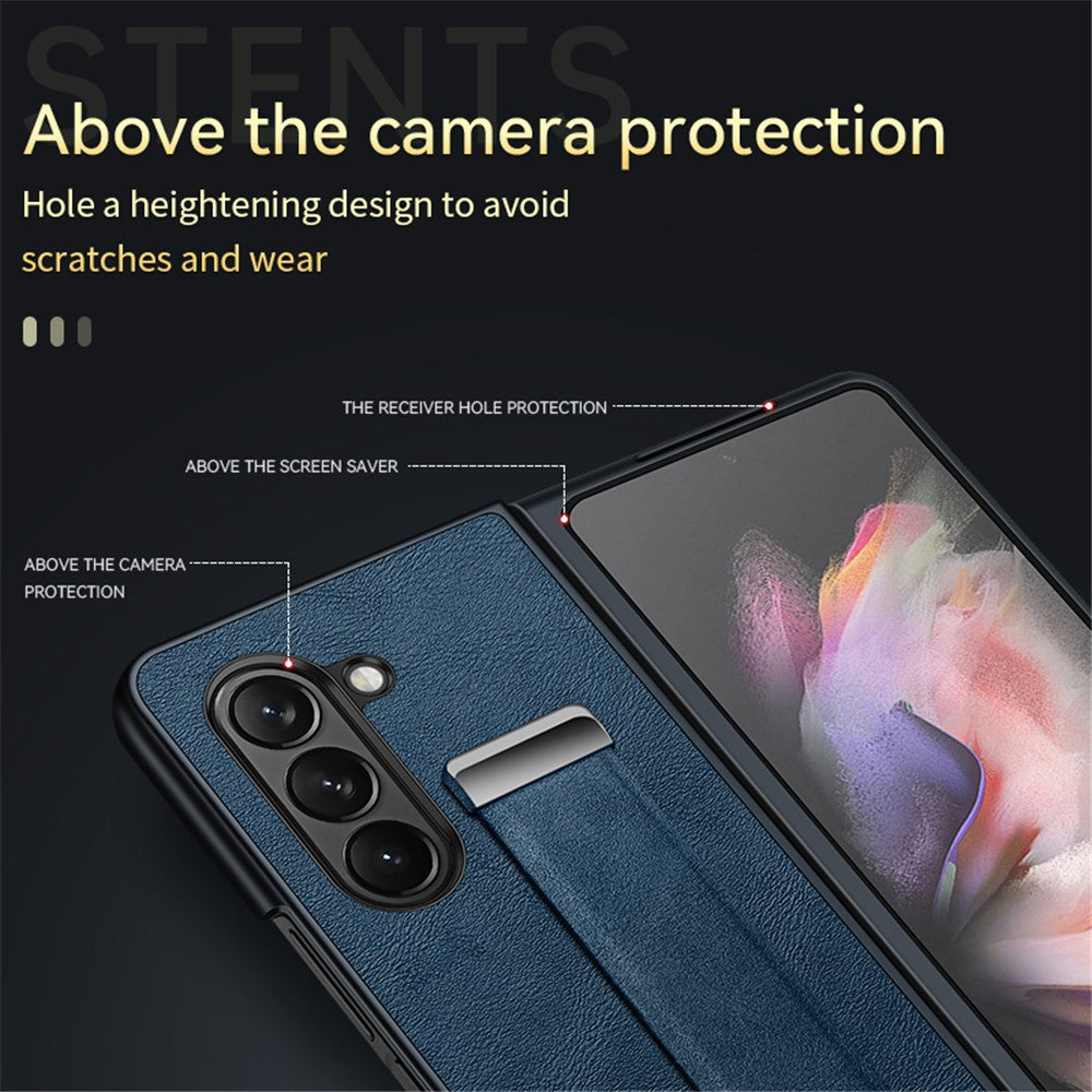 SULADA Fashion Series for Samsung Galaxy Z Fold6 5G Case Strap Kickstand Leather+PC Phone Cover