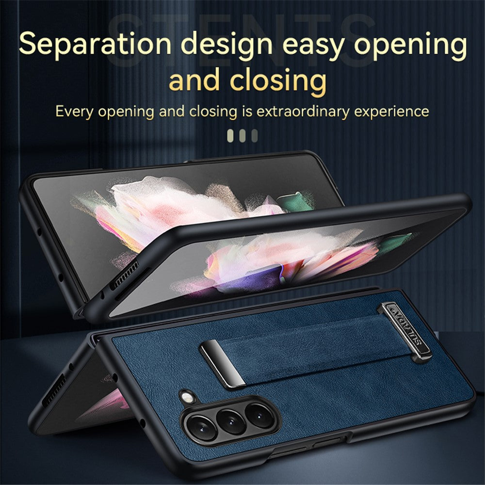 SULADA Fashion Series for Samsung Galaxy Z Fold6 5G Case Strap Kickstand Leather+PC Phone Cover