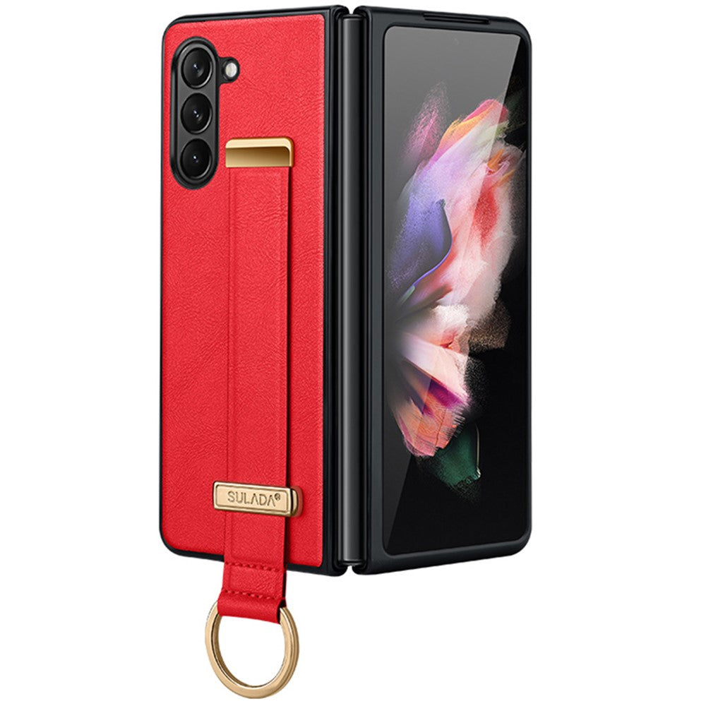 SULADA Fashion Series for Samsung Galaxy Z Fold6 5G Case Strap Kickstand Leather+PC Phone Cover