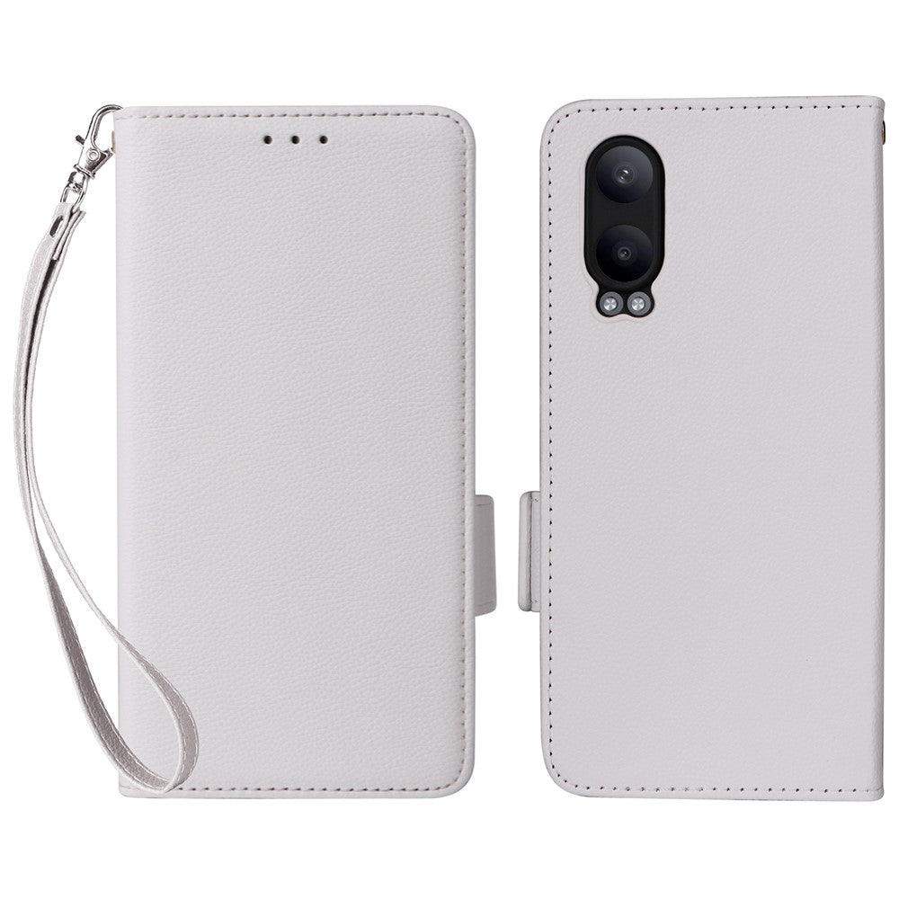 OnePlus Nord CE4 Lite 5G / Oppo K12x 5G (Kina) fodral med handledsrem litchitextur PU-läder plånboksfodral