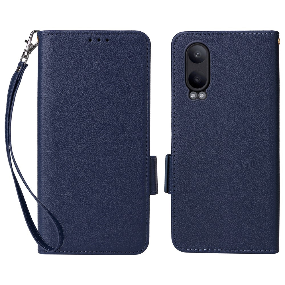 OnePlus Nord CE4 Lite 5G / Oppo K12x 5G (Kina) fodral med handledsrem litchitextur PU-läder plånboksfodral